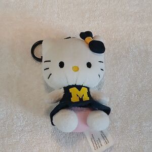 Vintage FOCO Michigan Wolverines Plush Hello Kitty Bag Charm Keychain.